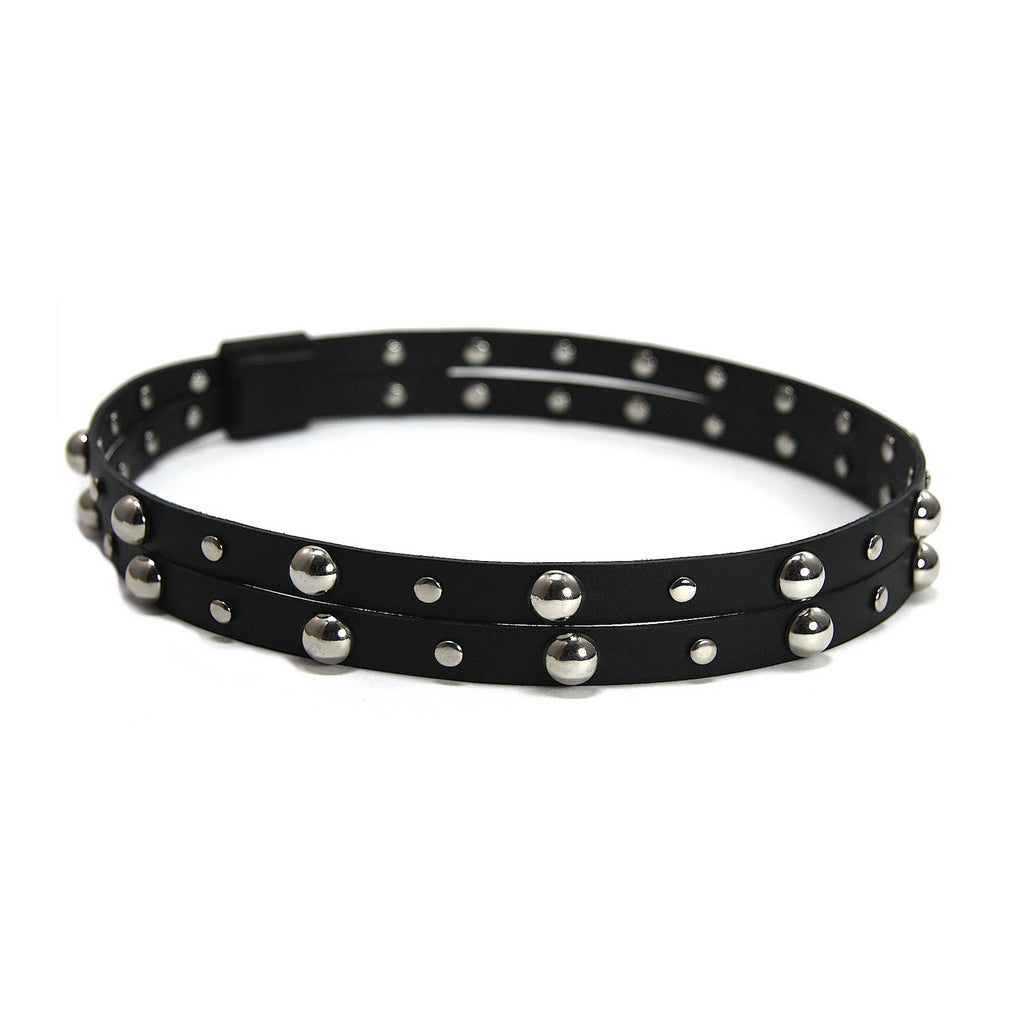 double half inch strap studded leather hat band full view