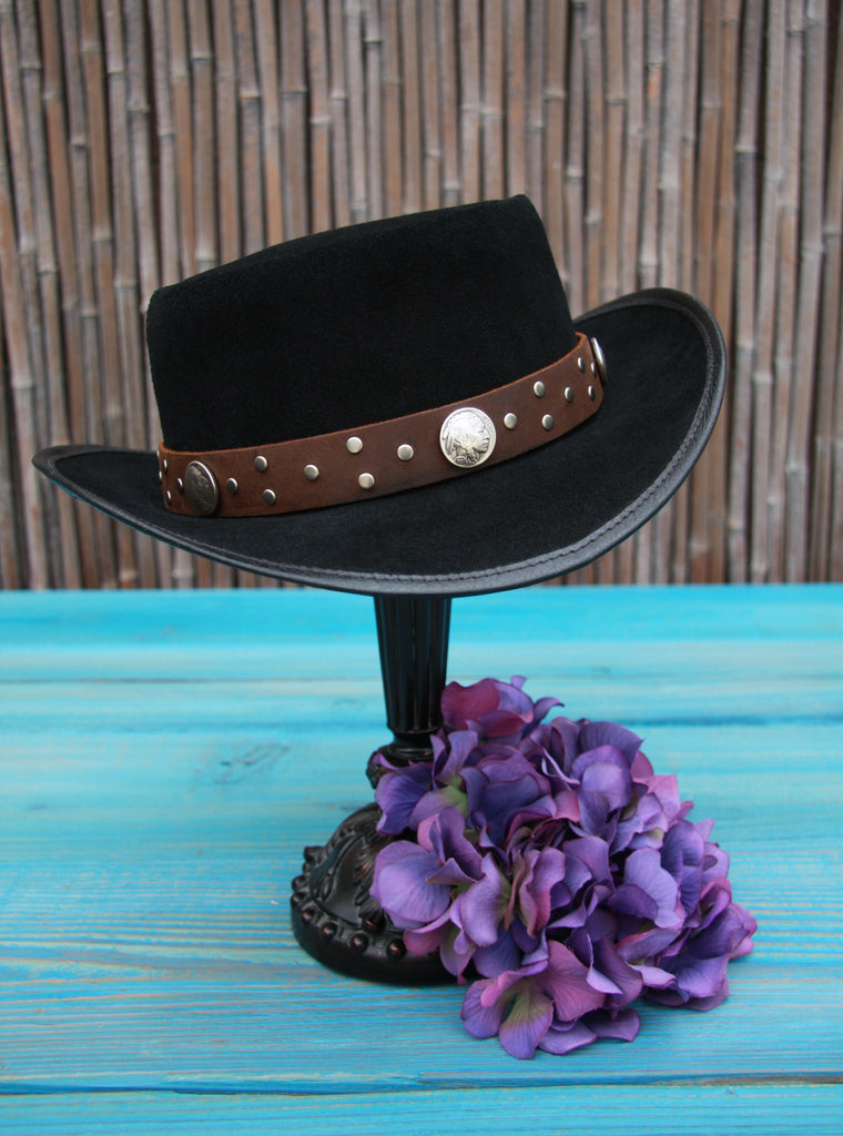 Distressed Leather Buffalo Nickel Hat Band