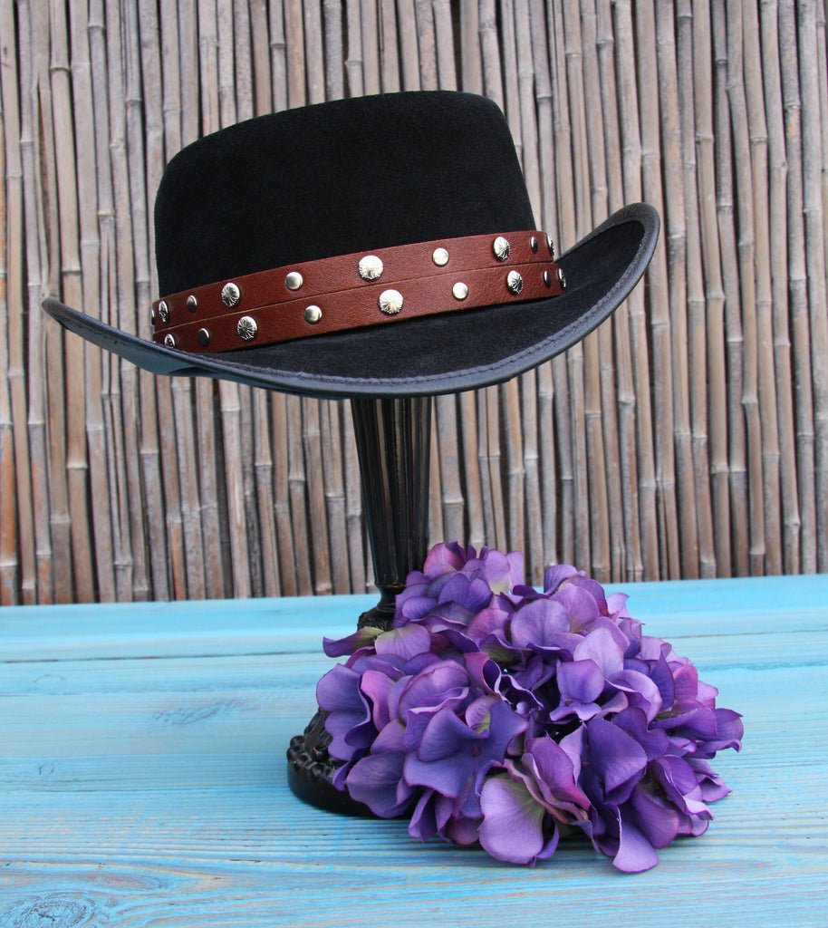 Chocolate Brown Floral Studded Hat Band
