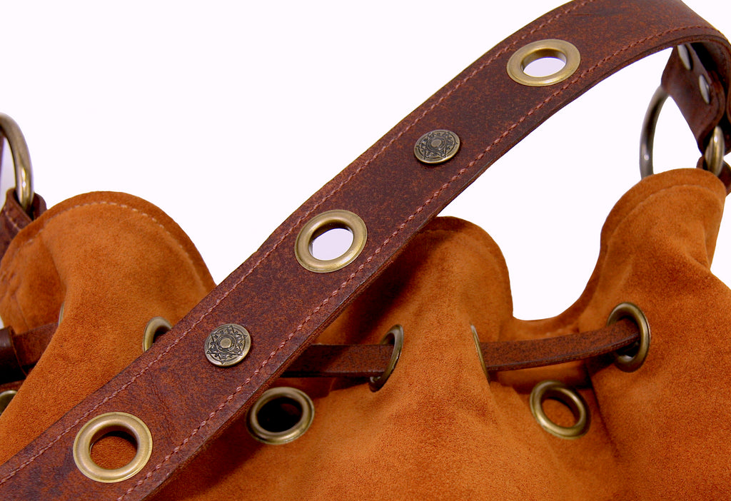 Hand embellished shoulder strap for suede fringe handbag